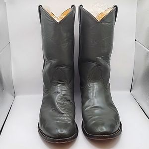 VINTAGE 1970s Nocona Western Boots Gray Leather Size 10 D Made in Nocona, Texas